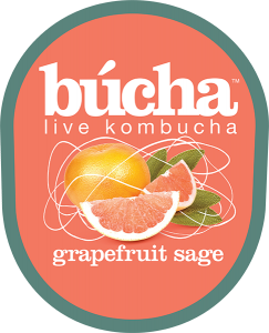 Bucha live kombucha grapefruit sage tap handle decal.