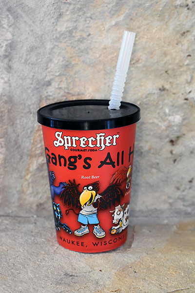 12 oz. Sprecher Brewing souvenir kids' cup with straw for brewery tour handout.