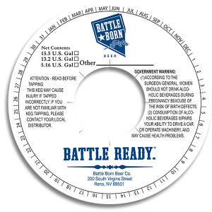 Battle Born beer Co. Reno NV Battle Ready keg ring.