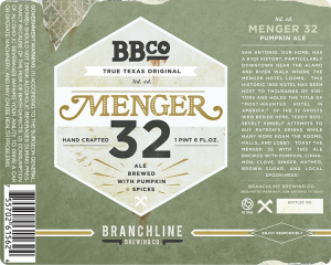 Branchline Brewing Co. San Antonio Menger 32 Ale beer can label.