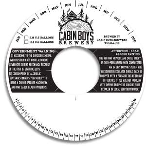Cabin Boys Brewery Tulsa OK generic keg collar with write-in space as they keg.