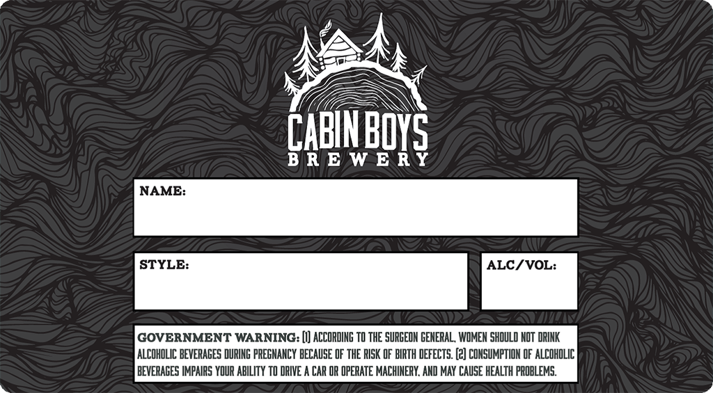 Customized beer labels: Cabin Boys Brewery write in beer label.