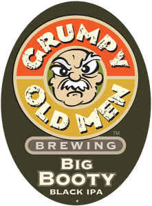 Grumpy Old Men Brewing: Big Booty Black IPA tap handle decal.