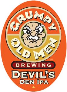 Grumpy Old Men Brewing: Devil's Den IPA tap handle decal.