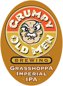 Grumpy Old Men Brewing: Grasshoppa Imperial IPA tap handle decal.