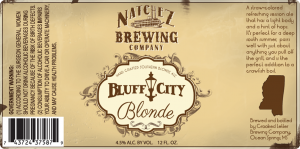 Natchez Brewing Co. Bluff City Blonde beer label.