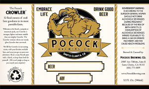 Pocock Brewing Co. California beer Crowler label.
