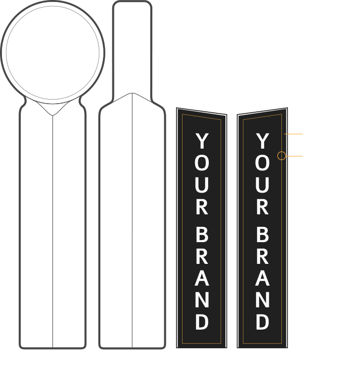 Tap handle decals sizing reference graphic.